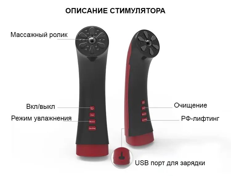 Мікрострумовий масажер для обличчя Doctor-101 + RF ліфтинг + EMS + світлотерапія для ліфтингу та омолодження шкіри BP-1868-1 фото