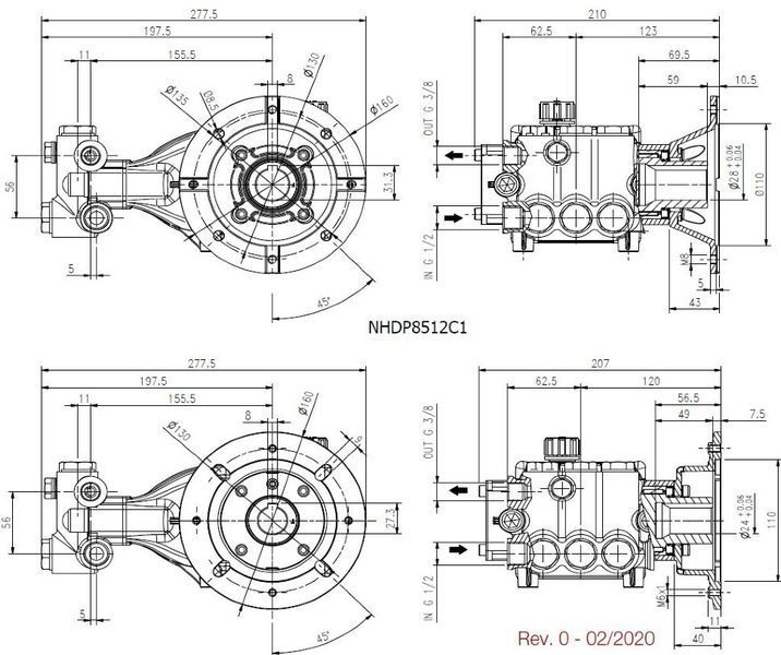 Насос Hawk NHDP1112CR з фланцем 11л/хв 120бар 1.904-631.0 фото