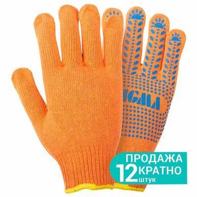 Рукавички трикотажні з крапковим ПВХ покриттям р10 Універсал (помаранчеві) SIGMA (9442671) 9442671 фото