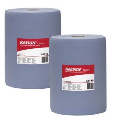 Бумага для протирания в рулонах Katrin Classic Industrial XXL2 laminated, голубой, 2 слоя, 180 м, 500 листов, 1 рулон 481153 фото