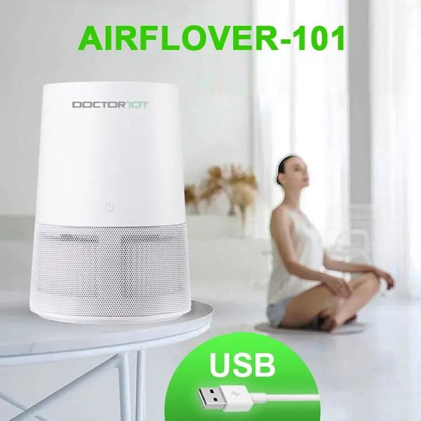 Безшумний USB очищувач повітря Doctor-101 AirFlover 3-в-1 з УФ-лампою + іонізація + HEPA фільтр. Антибактеріальний очисник повітря KW-JHQ03 фото