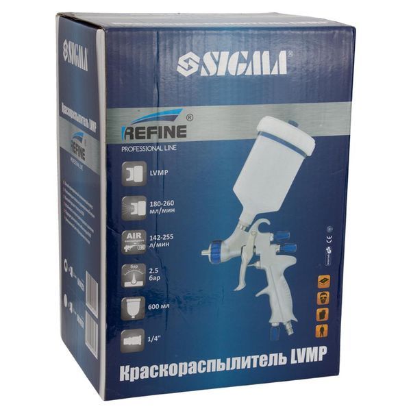 Фарборозпилювач LVMP &Oslash;1.3мм 142-255л/хв 2.5бар в/б 600мл (пласт) REFINE (6814251) 6814251 фото