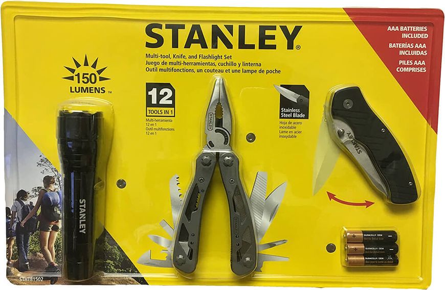 Универсальный инструмент MULTI-TOOL 12 в одном + складной карманный нож + фонарик STANLEY STHT81502-0 STHT81502-0 фото