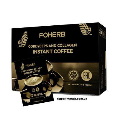 Кавовий напій з кордицепсом та колагеном FOHERB Cordyceps and Collagen Coffee фото