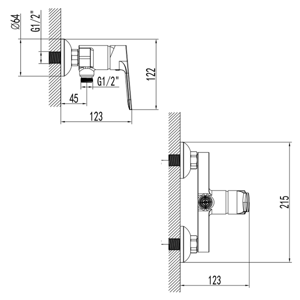 Змішувач MARMORE Ø35 для душа CORSO (DB-1D138C) (9623300) DB-1D138C фото