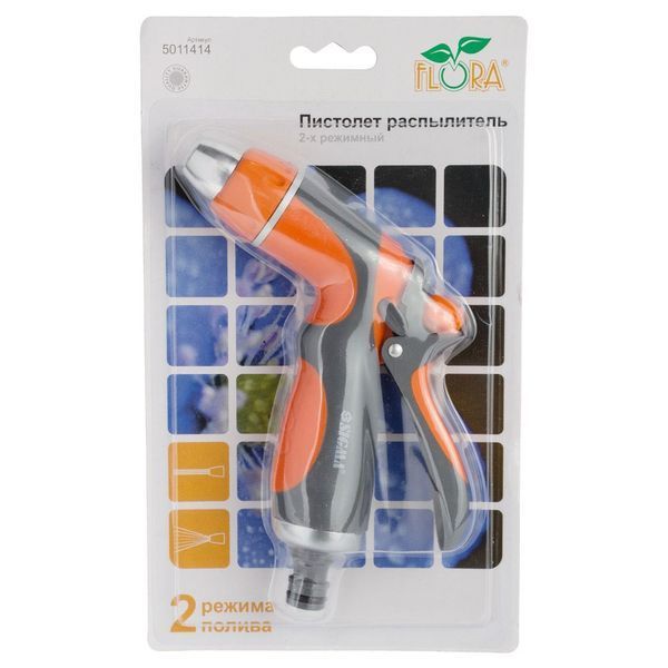 Пістолет-розпилювач 2-х режимний (ABS+AL+TPR) FLORA (5011414) 5011414 фото