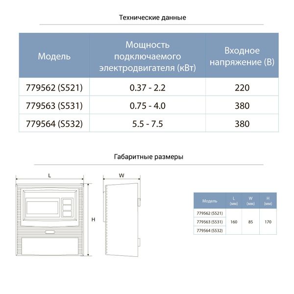 Пульт управління 380В 5.5-7.5кВт+датчик рівня AQUATICA S532 (779564) 779564 фото