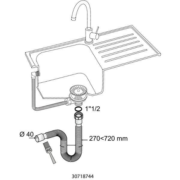 З'єднання гнучке для кухонної мийки 1½"×Ø40мм WIRQUIN (9542839) 9542839 фото