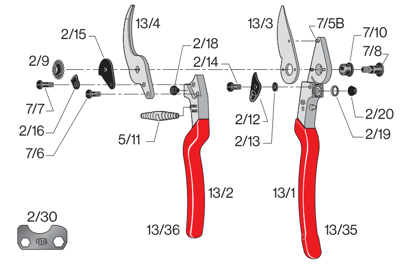 Садовий секатор FELCO 13 ергономічний обвідний (Фелко 13) FELCO 13 фото