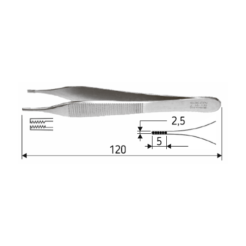 Пінцет хірургічний Adson-Brown, 12см, J-16-130 2675 фото