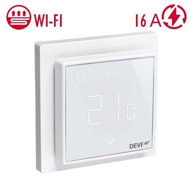 Терморегулятор Wi-Fi сенсорний програмований DEVIreg Smart білий для теплої підлоги 140F1141--2 фото