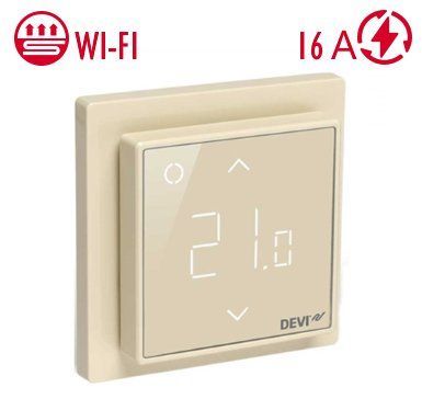 Терморегулятор Wi-Fi сенсорний програмований DEVIreg Smart слонова кістка для теплої підлоги 140F1142-2 фото