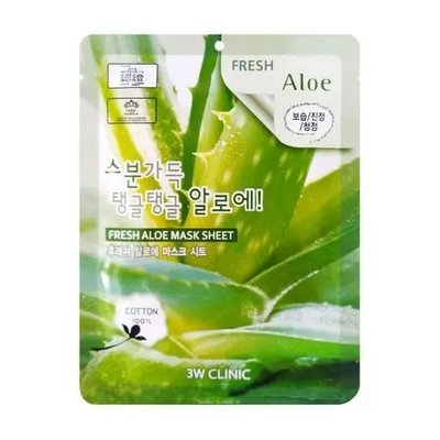 Маска тканинна зволожуюча з екстрактом алое 3W CLINIC Fresh Aloe Mask Sheet, 23 мл 8809689370075 фото