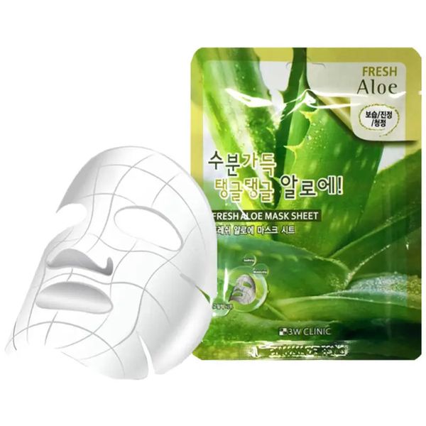 Маска тканевая увлажняющая с алоэ экстрактом 3W CLINIC Fresh Aloe Mask Sheet, 23 мл 8809689370075 фото