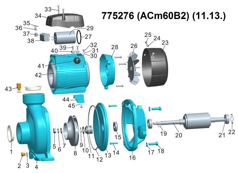Насос відцентровий 0.6кВт Hmax 12.5м Qmax 400л/хв 2" LEO 3.0 ACm60B2 (775276) 775276 фото