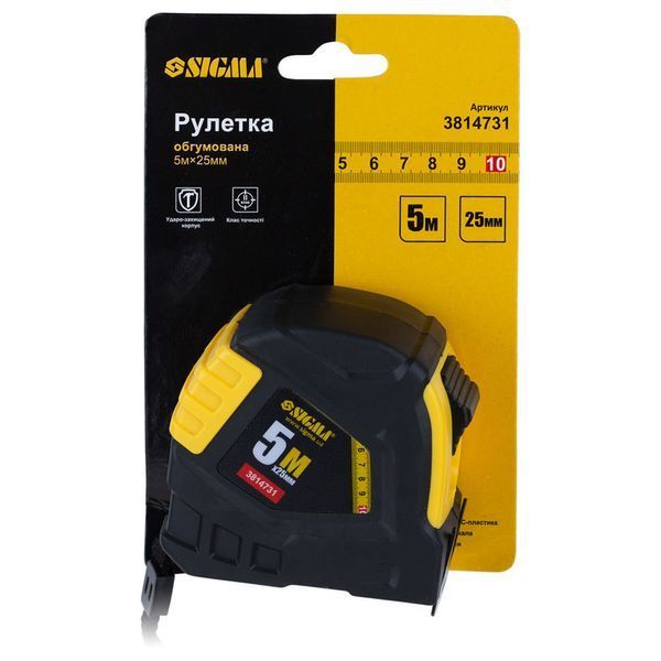 Рулетка обгумована 5м&times;25мм SIGMA (3814731) 3814731 фото