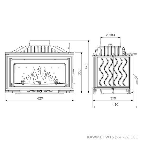 Камінна топка KAWMET W15 (9.4 kW) EСO Kaw-met W15 9.4kW/EСO фото