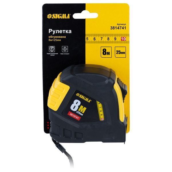 Рулетка обгумована 8м&times;25мм SIGMA (3814741) 3814741 фото