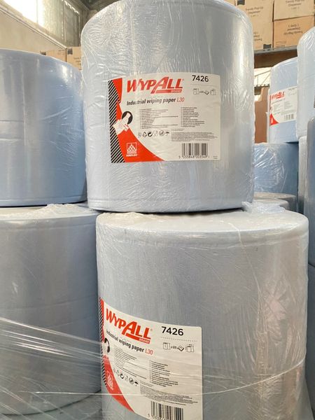 Папір для протирання в рулонах Kimberly-Clark WypAll L30 Industrial, блакитний, 3 шари, 670 листів, 1 рулон, 7426 Kimberly-Clark WypAll L30 фото