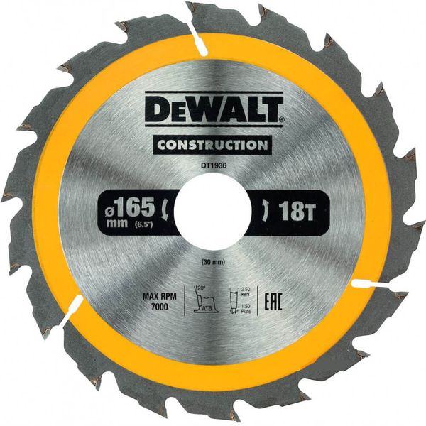 Диск пильный CONSTRUCTION DeWALT DT1936 16829 фото