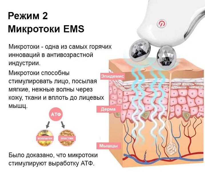 Роликовий мікрострумовий масажер для обличчя та тіла Doctor-101 + EMS стимулятор для підтяжки шкіри обличчя та схуднення BP-1936 фото