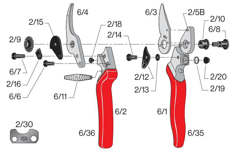 Садовый секатор FELCO 6 обводной эргономический (Фелко 6) FELCO 6 фото