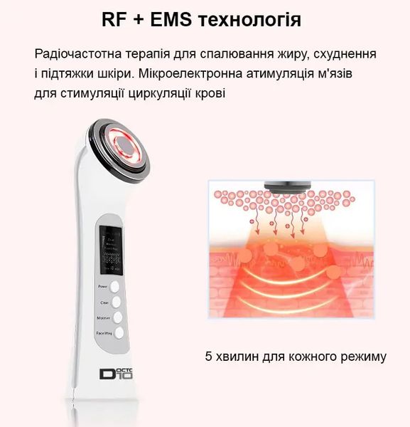 Массажер для лица микротоковый Doctor-101 + RF лифтинг + EMS стимулятор + LED терапия для лифтинга кожи и омоложения BP-1831-1 фото