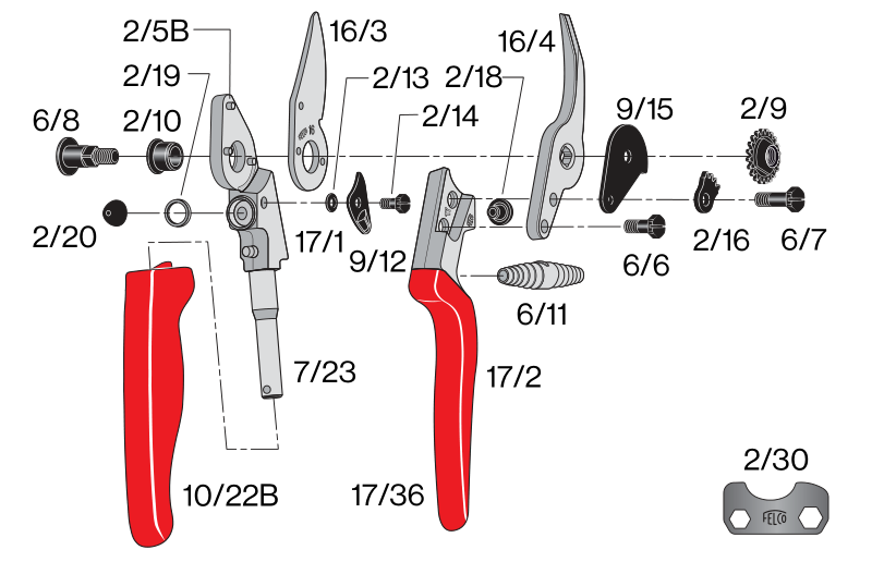 Садовый секатор FELCO 17 обводной для левши (Фелко 17) FELCO 17 фото