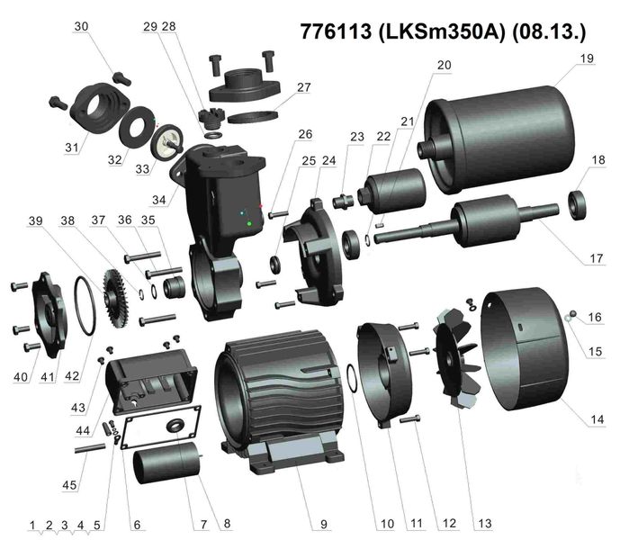 Станція 0.35кВт Hmax 35м Qmax 40л/хв (вихровий насос) 1л LEO LKSm350A (776113) 776113 фото