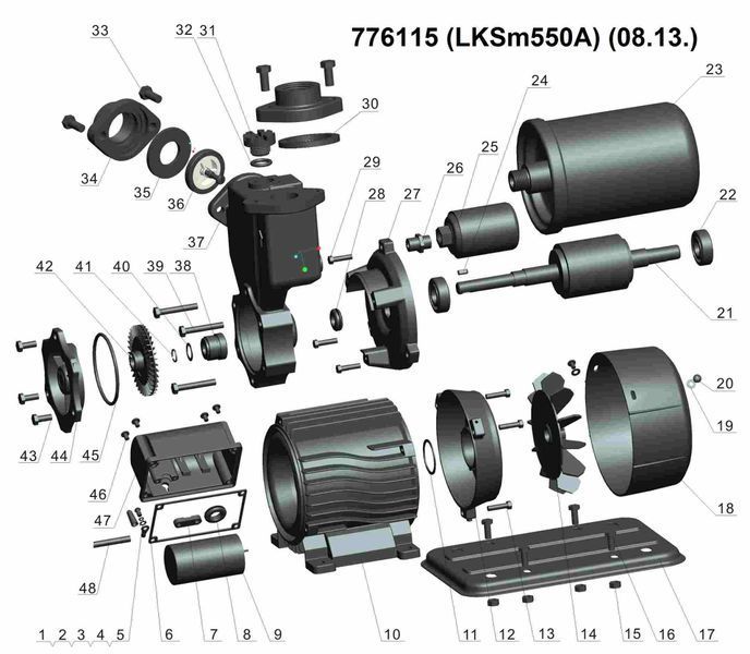Станція 0.55кВт Hmax 45м Qmax 45л/хв (вихровий насос) 1л LEO LKSm550A (776115) 776115 фото